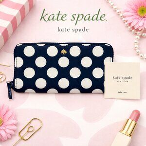 NWT Kate Spade Jae Seaside Dot Continental Zip Around Wallet w/Credit Card Slots